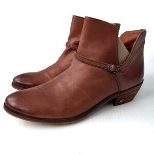Sam Edelman Palmer cognac leather booties size 8 women’s stacked heel slip on